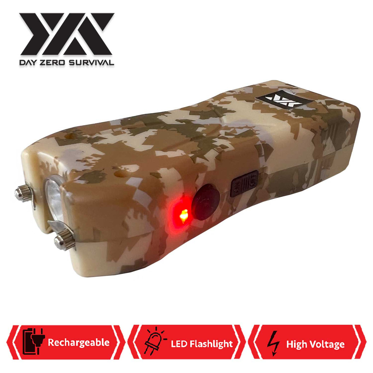 DZS Maximum Power Rechargeable Camo Stun Gun With LED Flash Light - Tophatter's Guns'N'Weapons Store Collectible Weapons - Tophatter Daily Deals