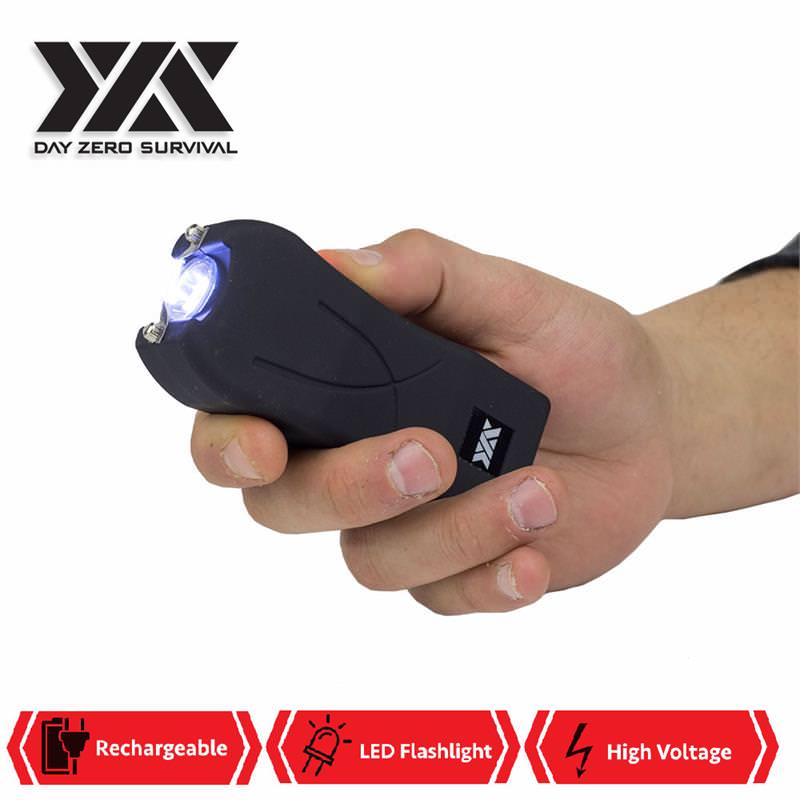 DZS Maximum Power Rechargeable Black Stun Gun With LED Flash Light Collectible Weapons - Tophatter Daily Deals