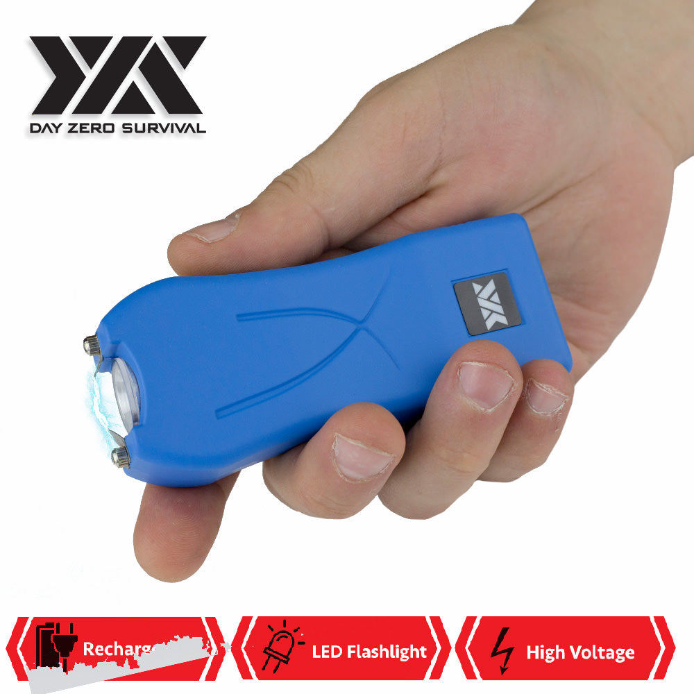 DZS Maximum Power Rechargeable Blue Stun Gun With LED Flash Light - Tophatter's Guns'N'Weapons Store Collectible Weapons - Tophatter Daily Deals