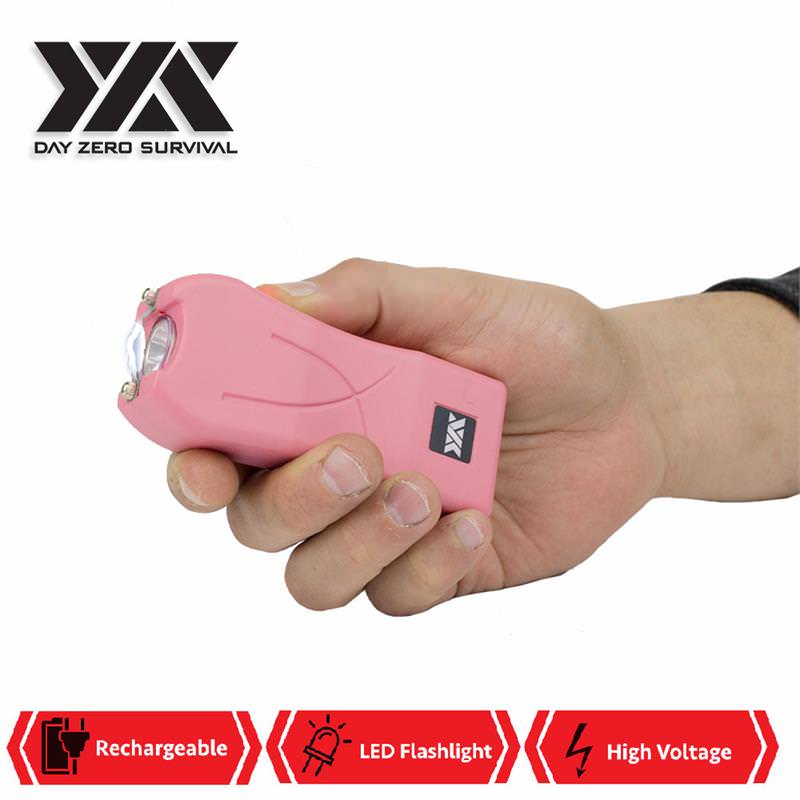DZS Maximum Power Rechargeable Pink Stun Gun With LED Flash Light - Tophatter's Guns'N'Weapons Store Collectible Weapons - Tophatter Daily Deals