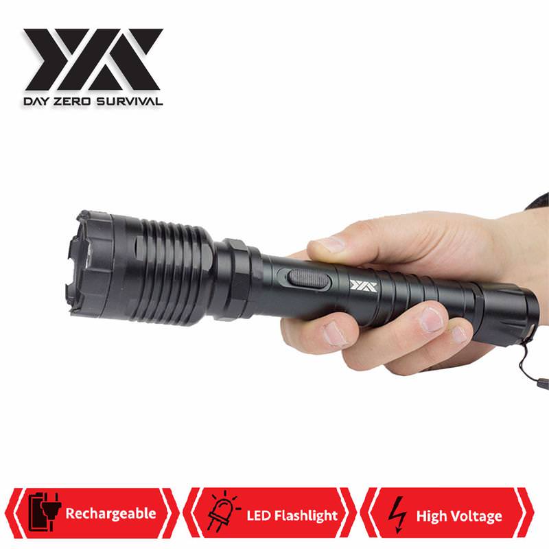 DZS Special Force Tactical Metal Stun Gun Rechargeable LED Flashlight - TOPHATTER'S ARMORY DEALS Collectible Weapons - Tophatter Daily Deals