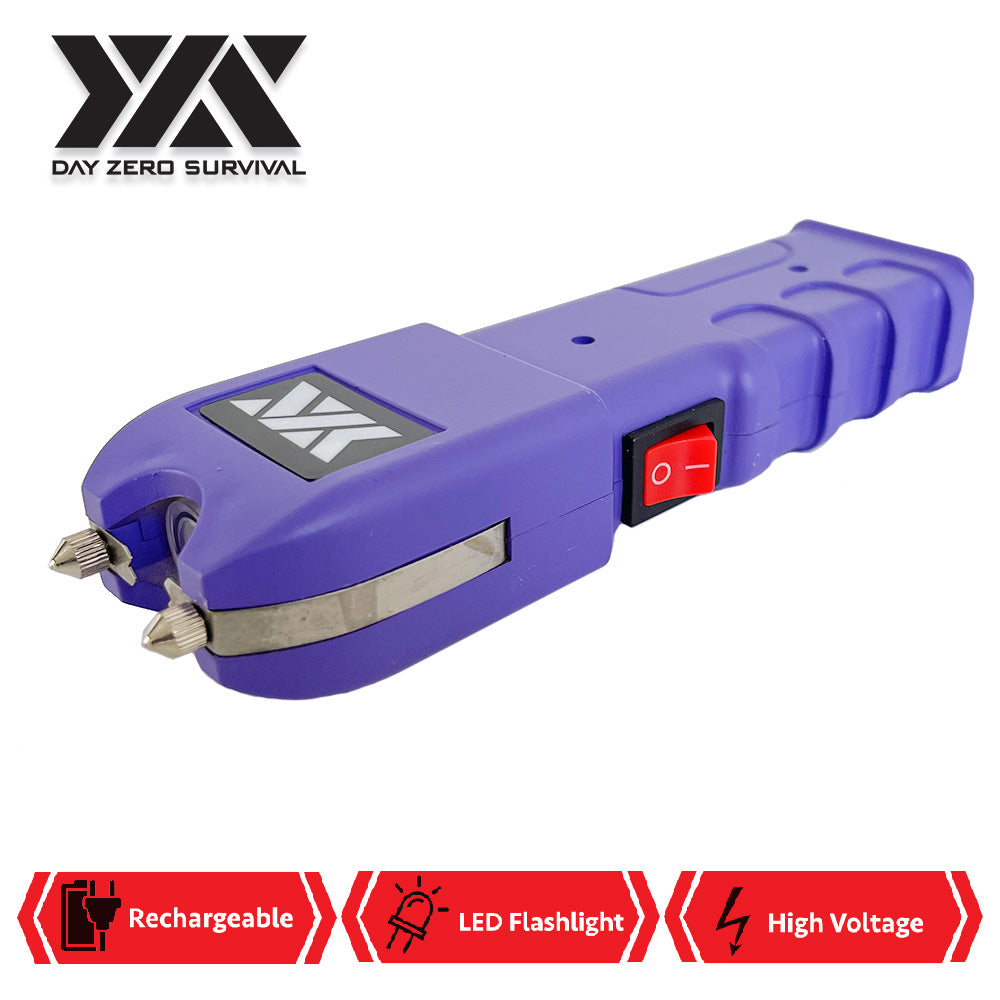 DZS Purple Stun Gun Heavy Duty Rechargeable with LED Flashlight - TOPHATTER'S ARMORY DEALS Collectible Weapons - Tophatter Daily Deals