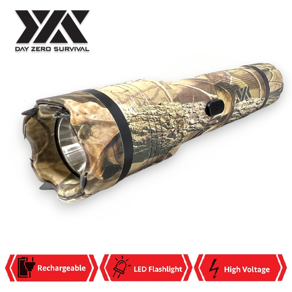 DZS Elite Force Camo Stun Gun All Metal 10 Million Volt Rechargeable + LED Flashlight - TOPHATTER'S ARMORY DEALS Collectible Weapons - Tophatter Daily Deals