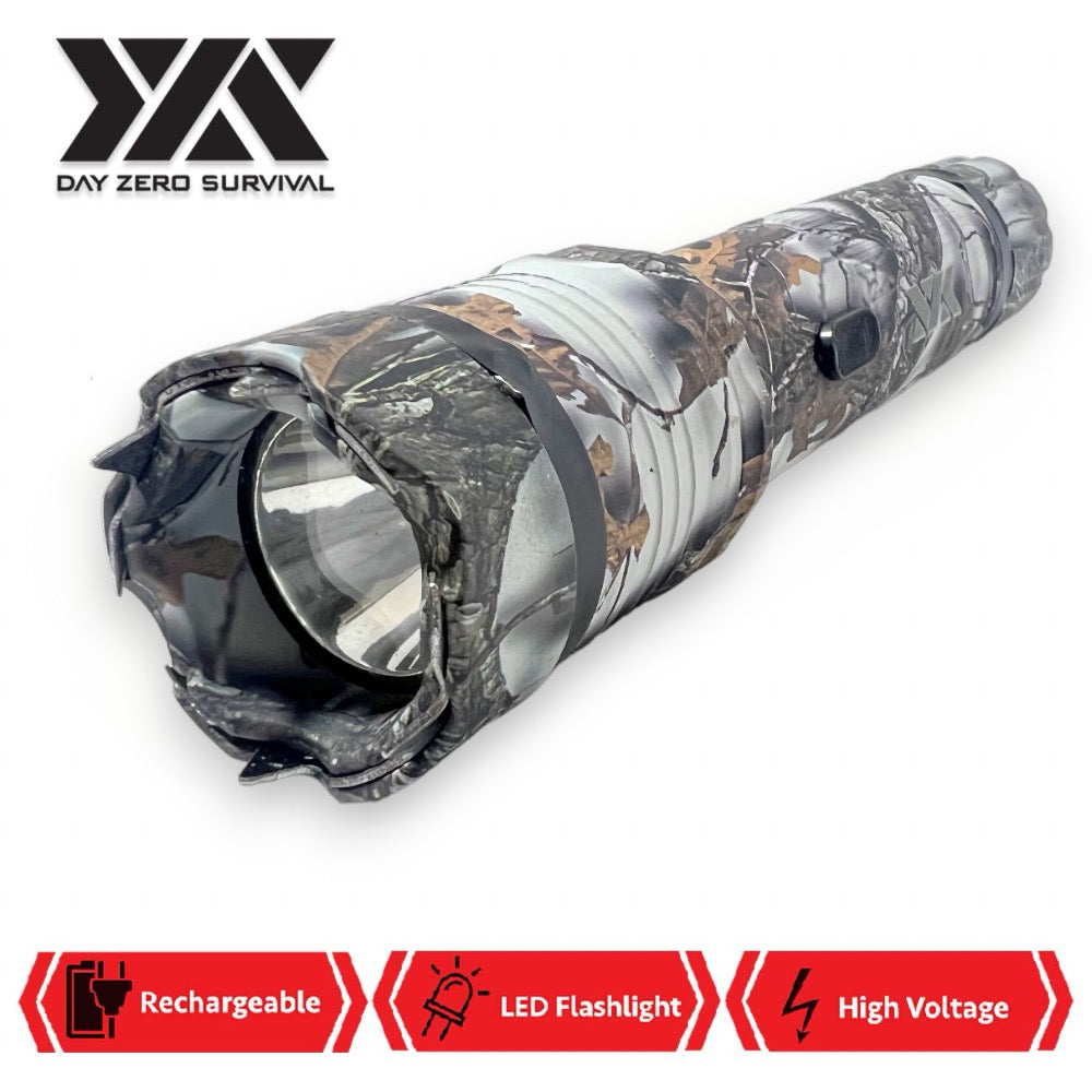 DZS Elite Force Snow Camo Stun Gun All Metal 10 Million Volt Rechargeable + LED Flashlight Collectible Weapons - Tophatter Daily Deals