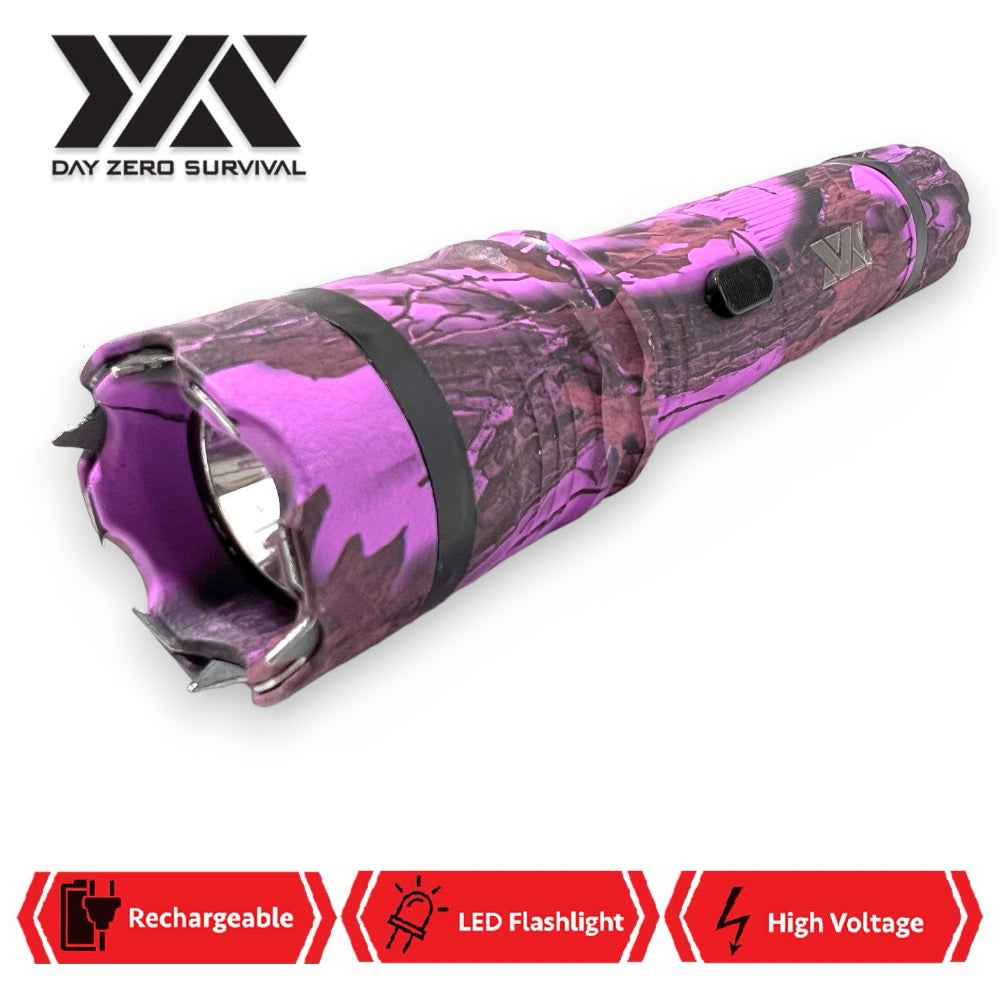 DZS Elite Force Pink Camo Stun Gun All Metal 10 Million Volt Rechargeable + LED Flashlight - Tophatter's Army Products & Self Defense Collectible Weapons - Tophatter Daily Deals