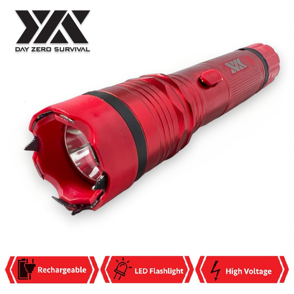 DZS Elite Force Stun Gun All Metal 10 Million Volt Rechargeable + LED Flashlight - Red - TOPHATTER'S ARMORY DEALS Collectible Weapons - Tophatter Daily Deals