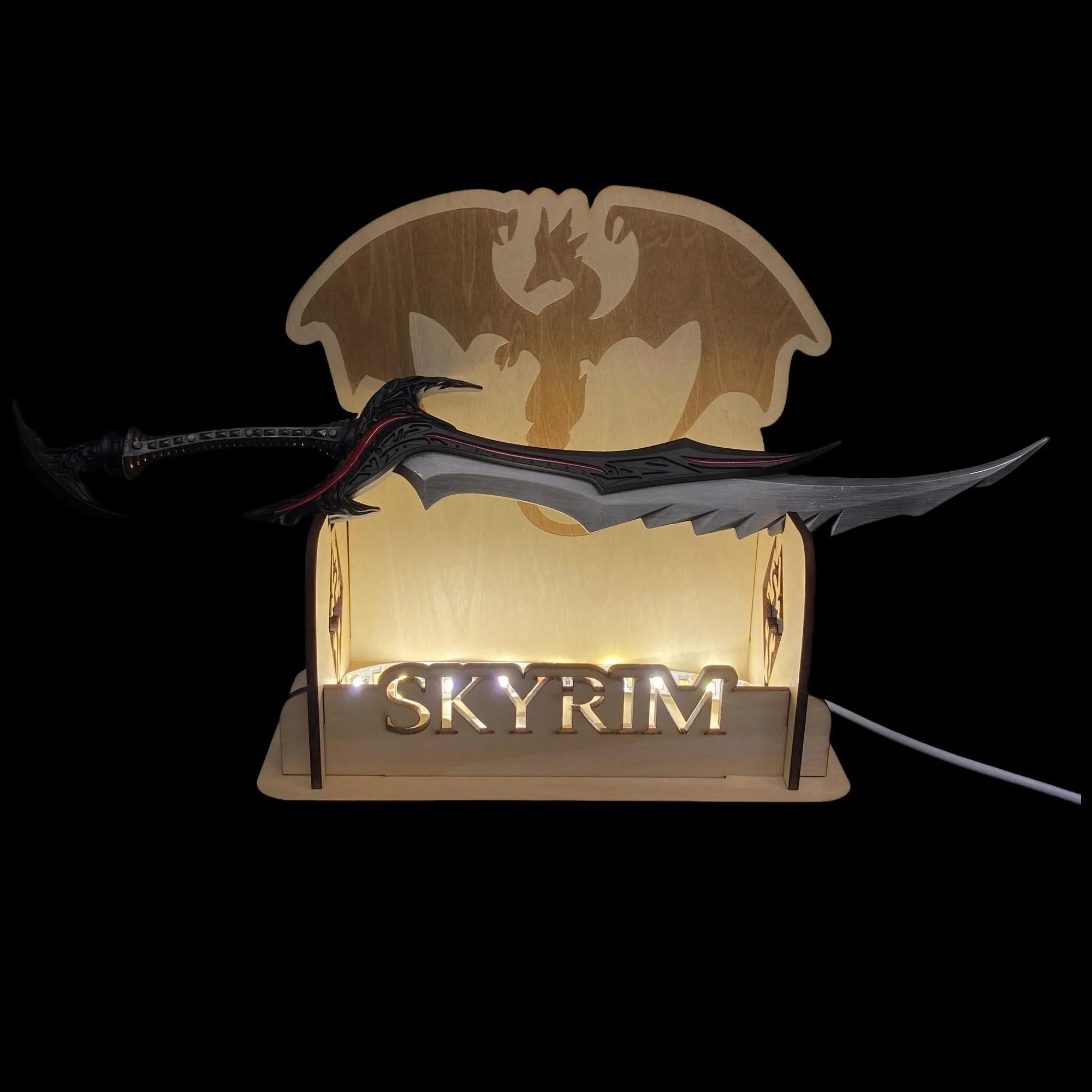 Skyrim Game Weapon New Daedric Sword Blunt Metal Replica New Daedric With 3D Wooden Holder - Tophatter Daily Deals