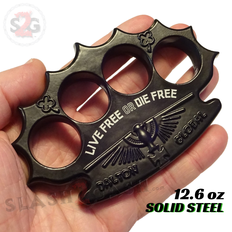 Dalton Global Brass Knuckles Live Free or Die Free Paperweight - Black Belt Buckle - Tophatter Daily Deals