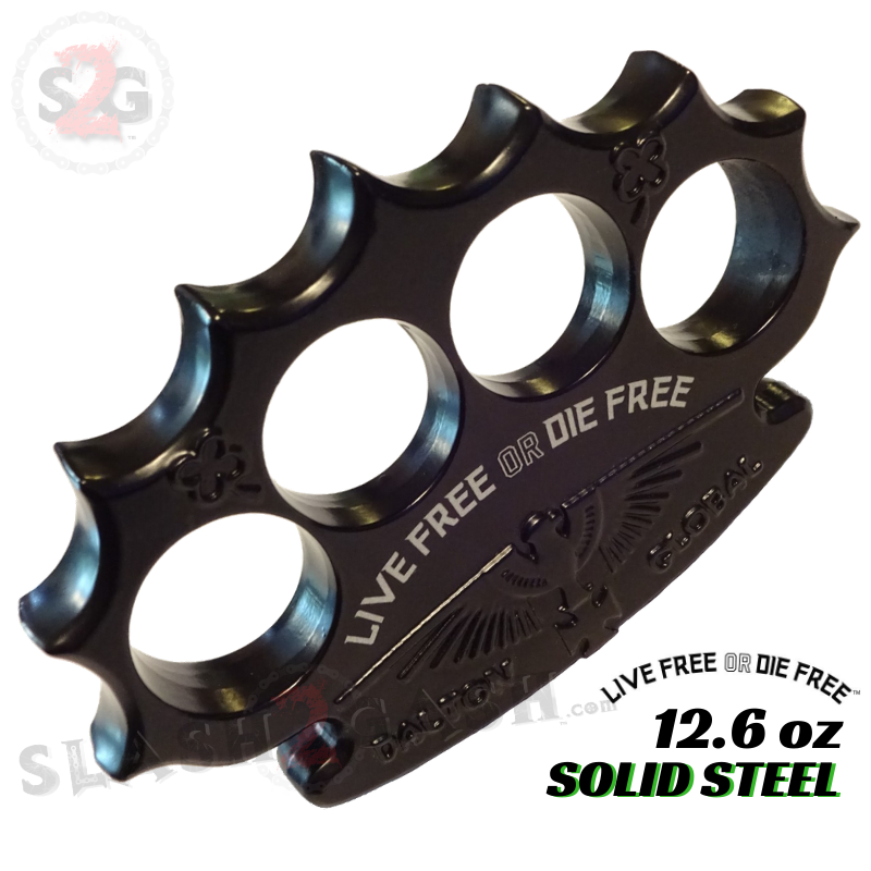 Dalton Global Brass Knuckles Live Free or Die Free Paperweight - Black Belt Buckle - Tophatter Daily Deals