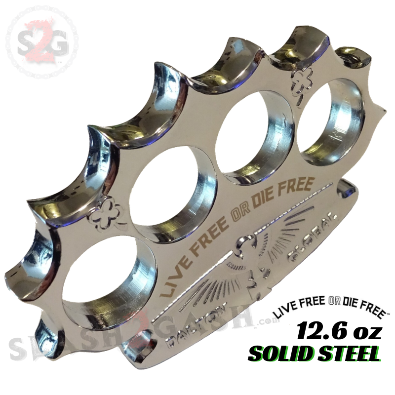 Dalton Global Brass Knuckles Live Free or Die Free Paperweight - Silver Belt Buckle - Tophatter Daily Deals