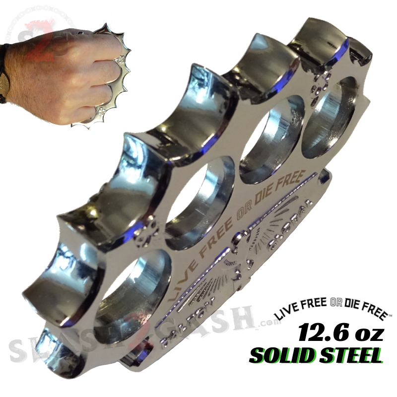 Dalton Global Brass Knuckles Live Free or Die Free Paperweight - Silver Belt Buckle - Tophatter Daily Deals