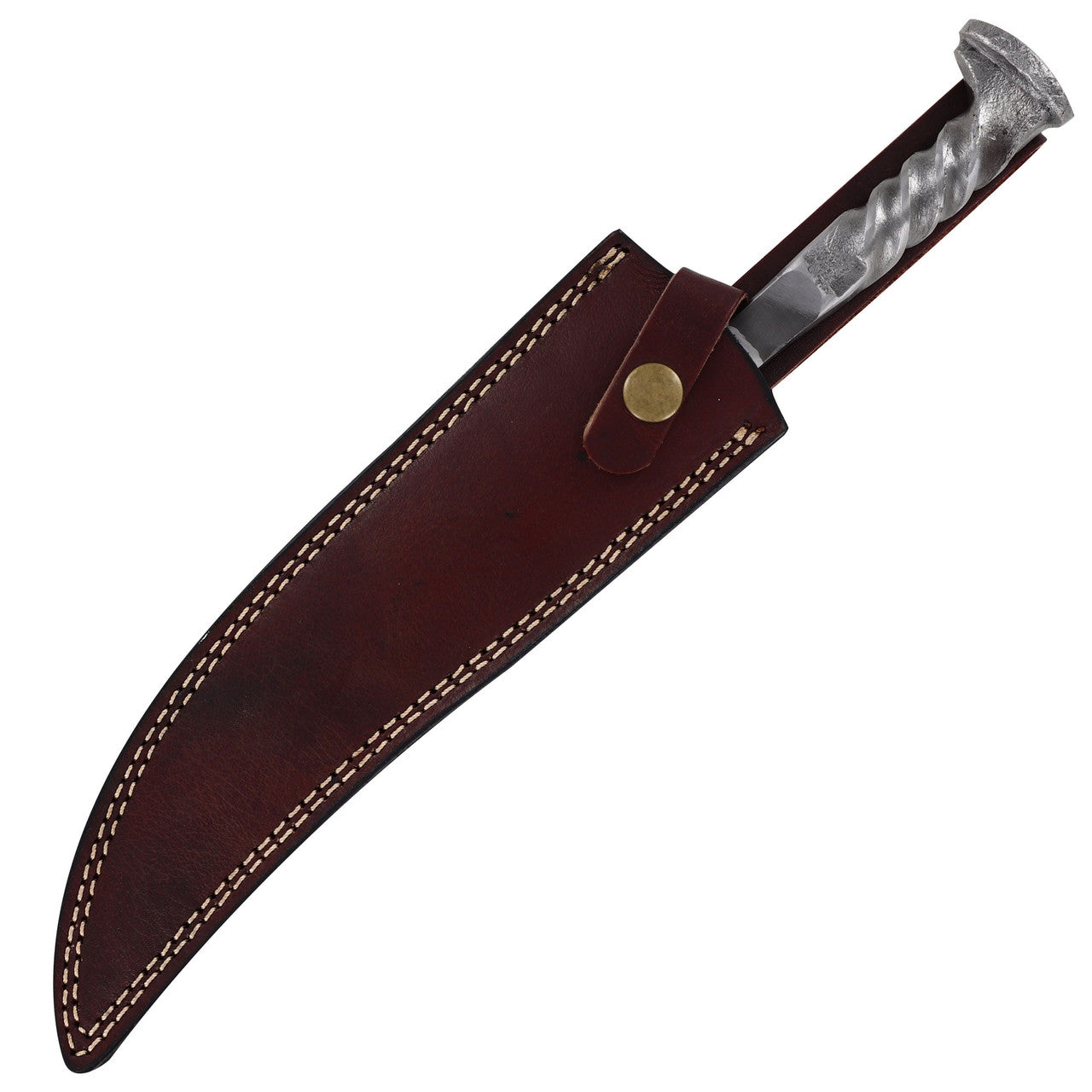 Damascus Steel Collectable Railroad Spike Knife with Leather Sheath Knives - Tophatter Daily Deals