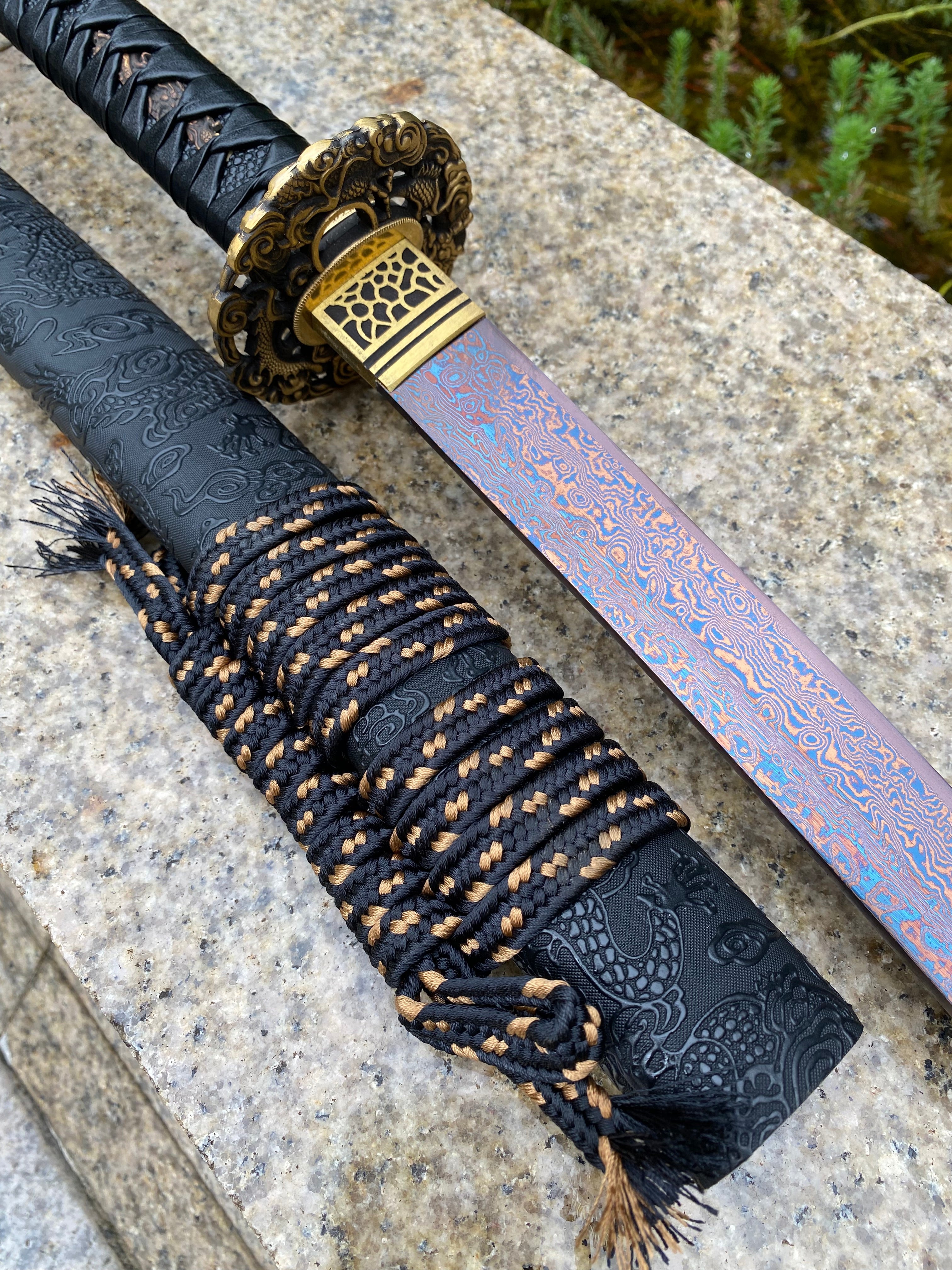 Red Dragon Blade Damascus Steel Katana - Tophatter Daily Deals