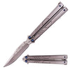 Damascus Butterfly Knife Gun Metal Balisong w/ Ball Bearings - Bowie Knife-Balisong - Tophatter Daily Deals