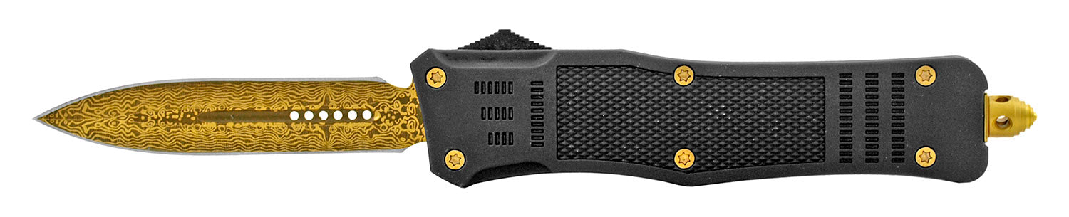 Damascus Etched Commando OTF Knife D/A Auto Switchblade - Asst. Knife-OTF - Tophatter Daily Deals