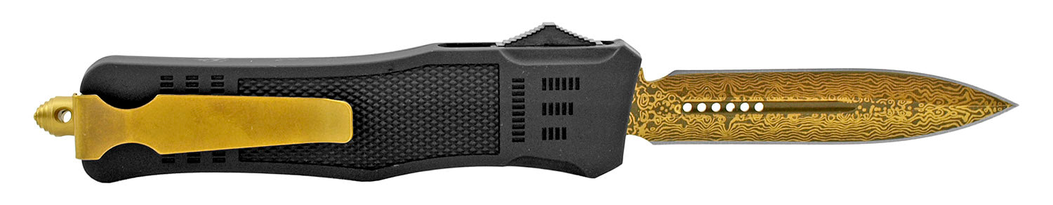 Damascus Etched Commando OTF Knife D/A Auto Switchblade - Asst. Knife-OTF - Tophatter Daily Deals