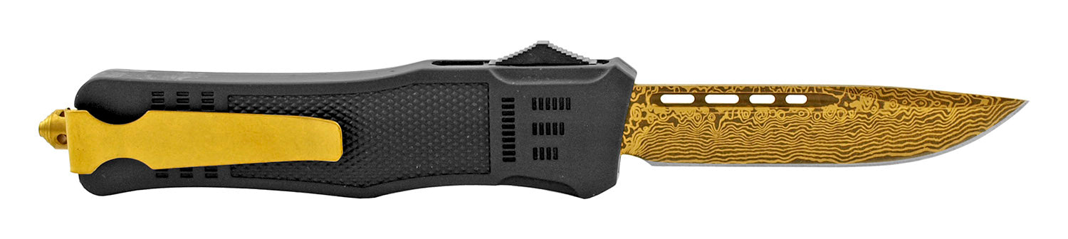 Damascus Etched Commando OTF Knife D/A Auto Switchblade - Asst. Knife-OTF - Tophatter Daily Deals