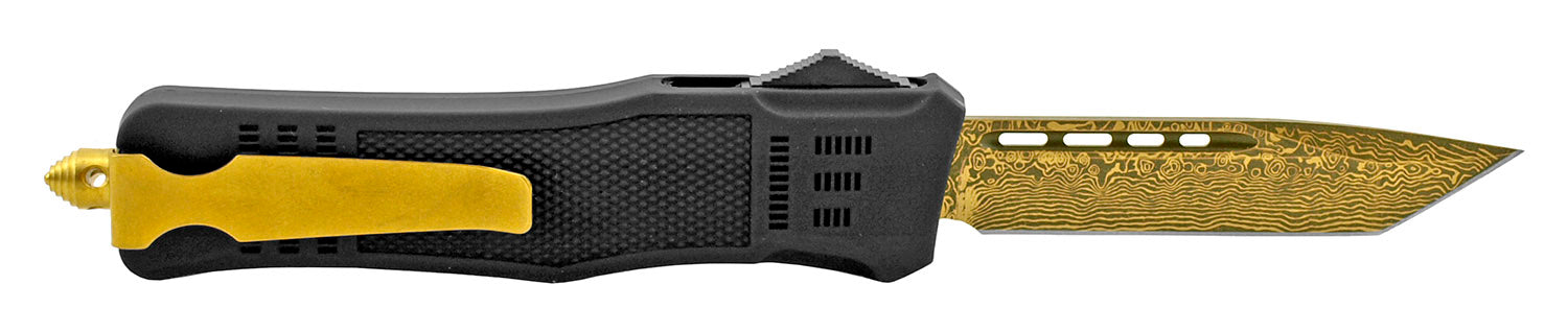 Damascus Etched Commando OTF Knife D/A Auto Switchblade - Asst. Knife-OTF - Tophatter Daily Deals