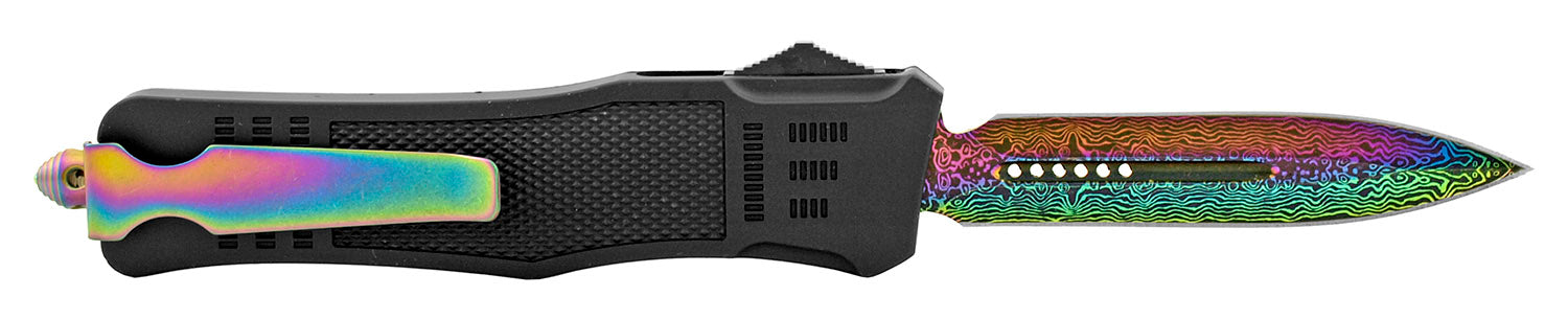 Damascus Etched Commando OTF Knife D/A Auto Switchblade - Asst. Knife-OTF - Tophatter Daily Deals