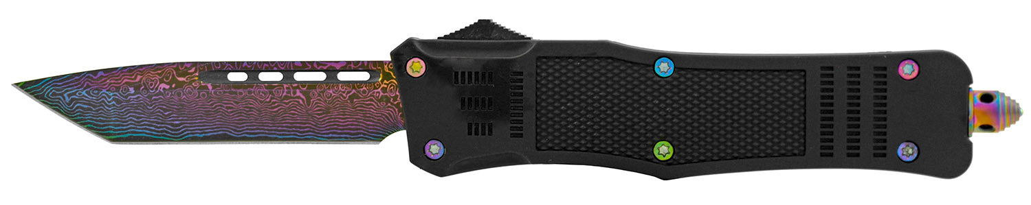 Damascus Etched Commando OTF Knife D/A Auto Switchblade - Asst. Knife-OTF - Tophatter Daily Deals