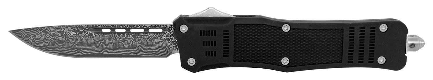 Damascus Etched Commando OTF Knife D/A Auto Switchblade - Asst. Silver - Single Edge Knife-OTF - Tophatter Daily Deals