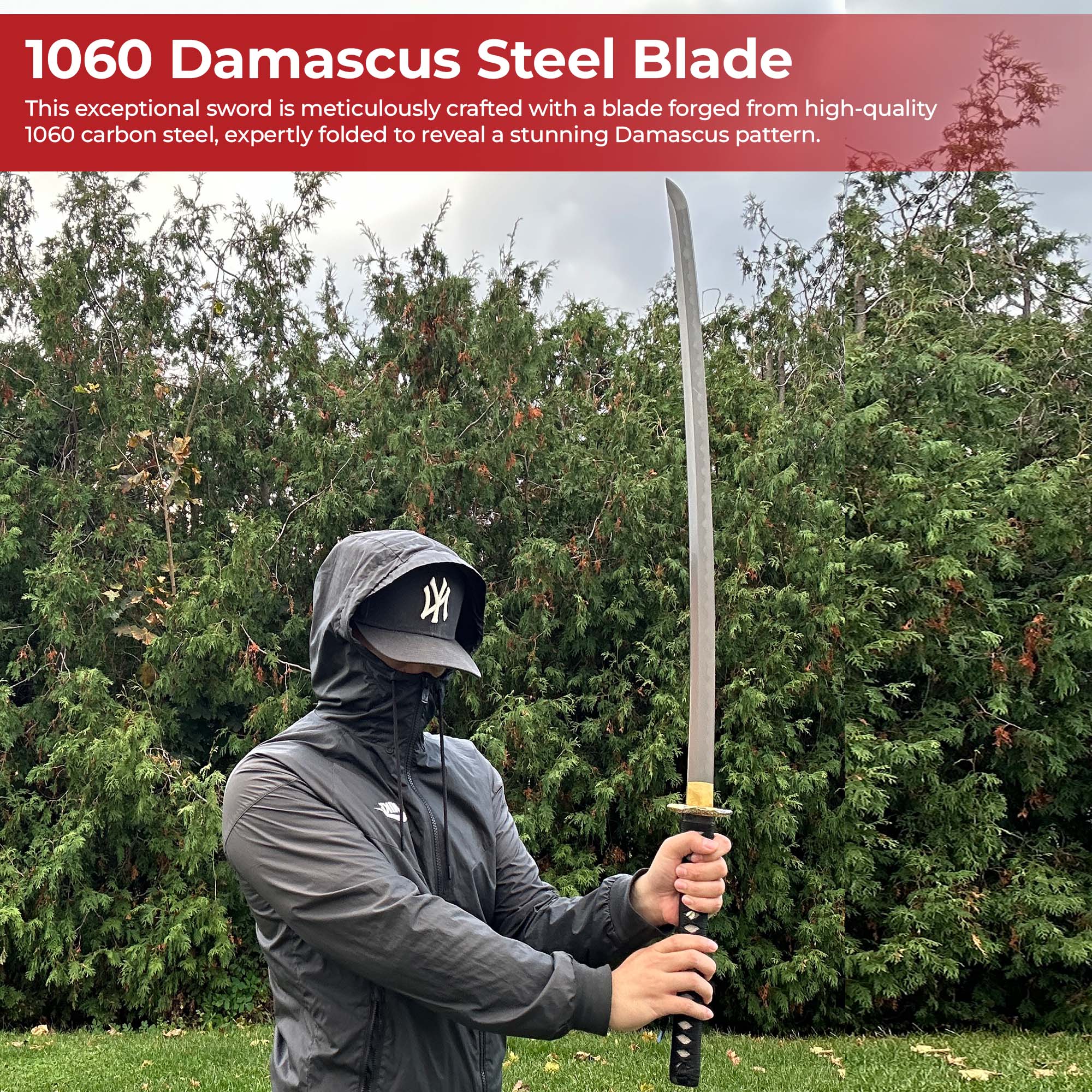 Dance of the Koi 1060 Damascus Steel Handmade Katana Swords - Tophatter Daily Deals