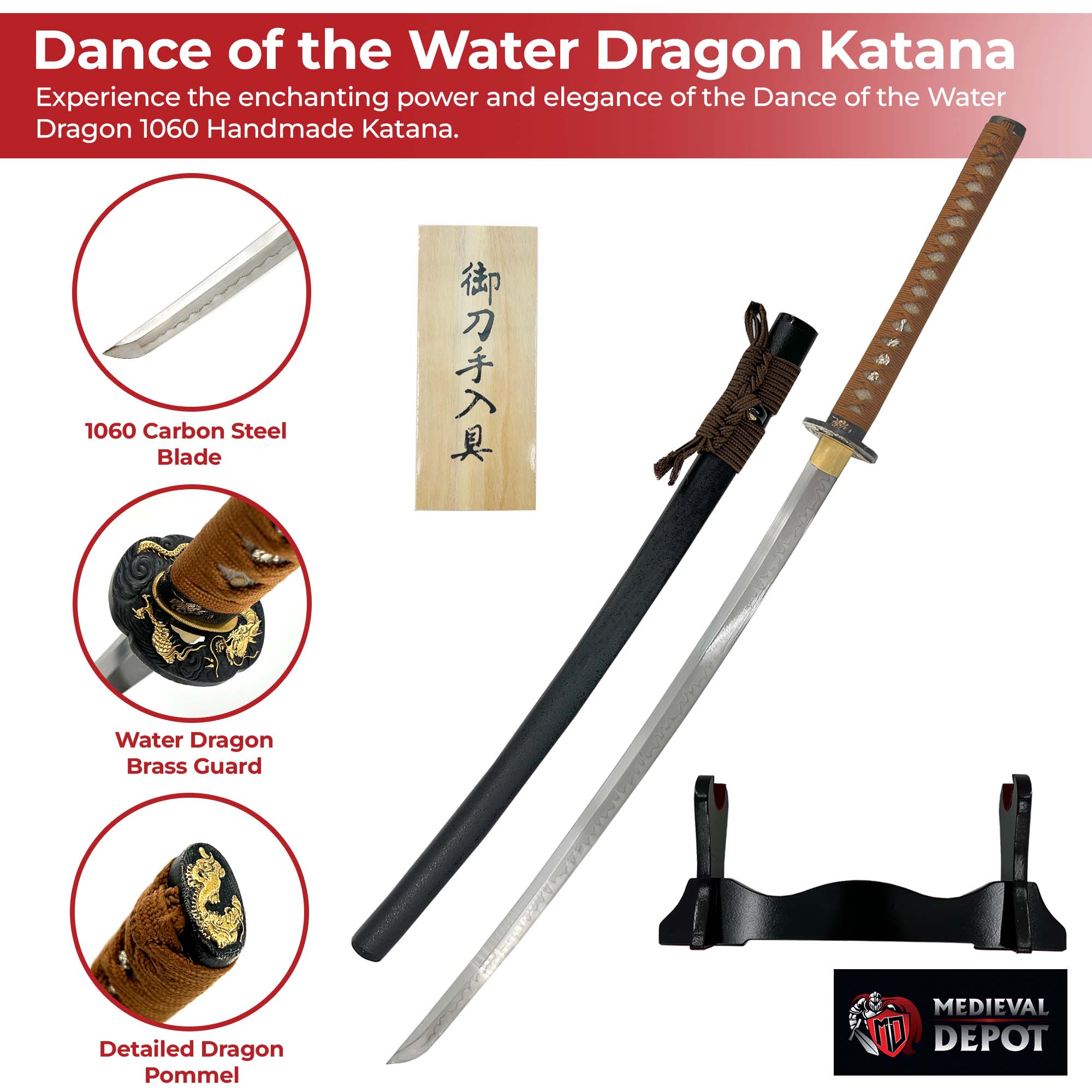 Dance of the Water Dragon 1060 Handmade Katana Swords - Tophatter Daily Deals
