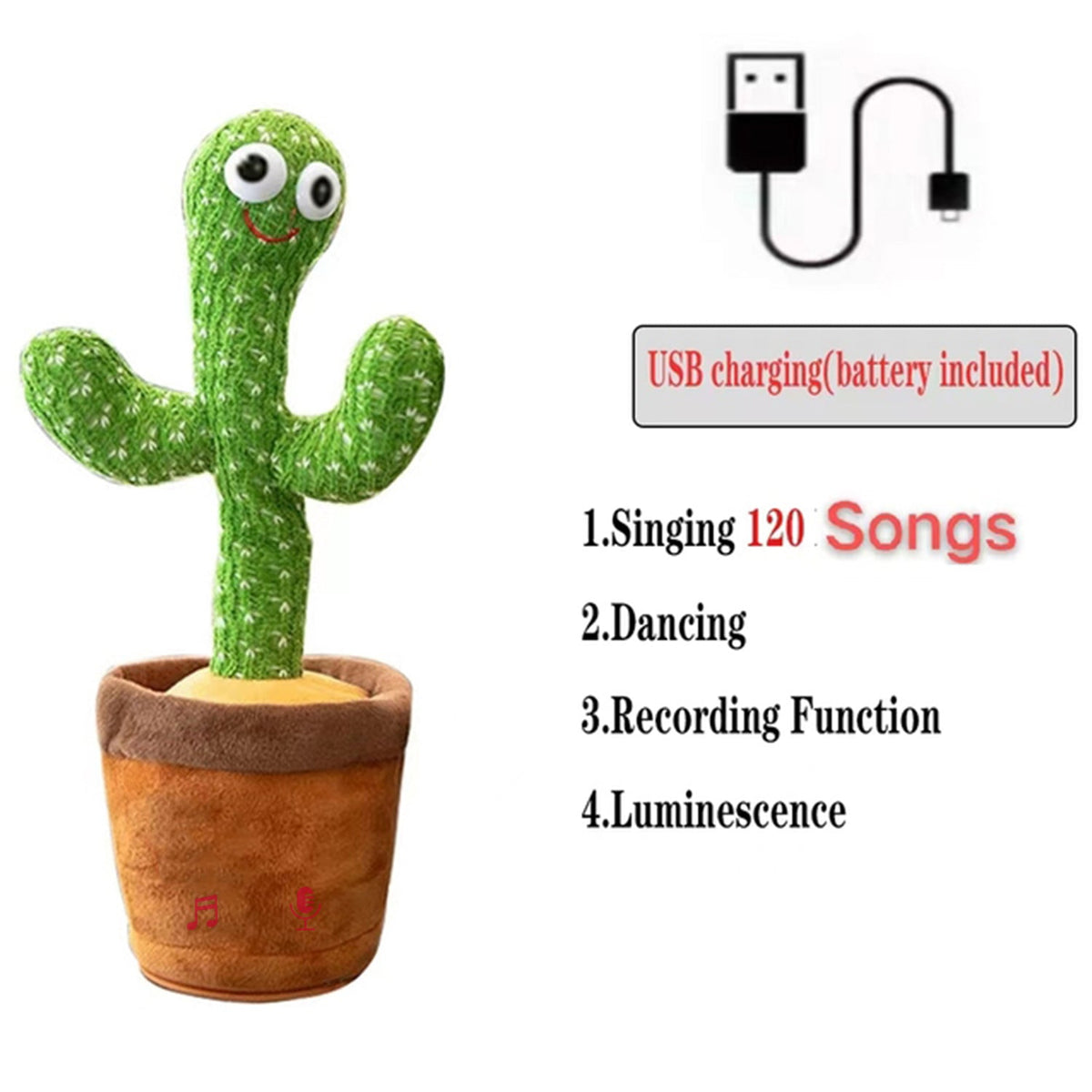 Dancing Cactus Mimicking Toy, USB-C Rechargeable Toys & Games - Tophatter Daily Deals