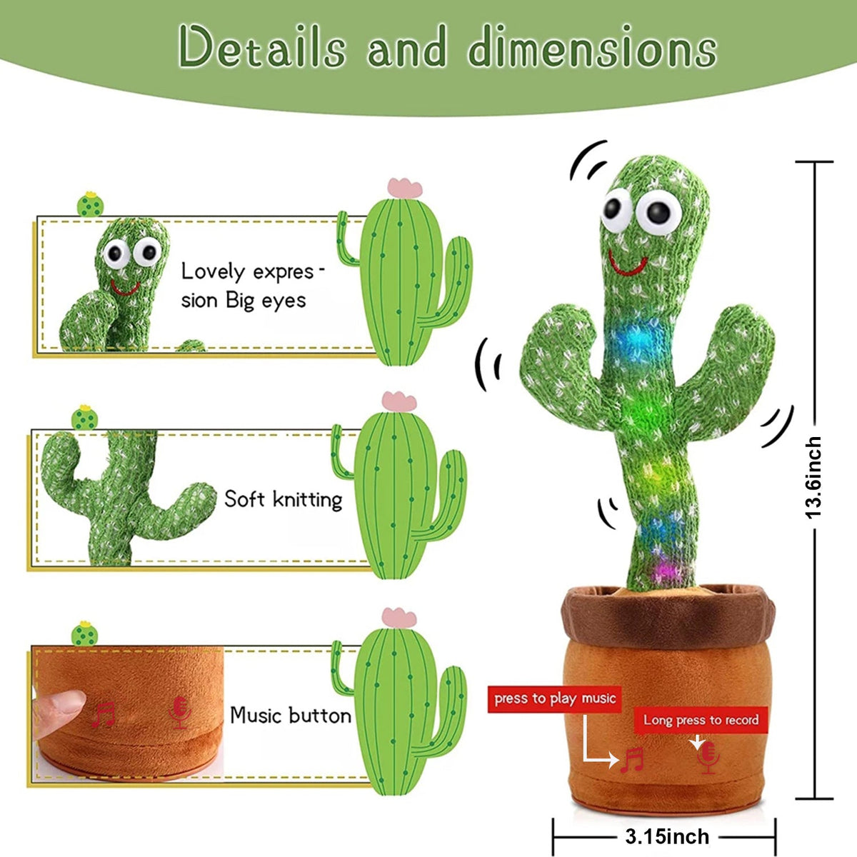 Dancing Cactus Mimicking Toy, USB-C Rechargeable Toys & Games - Tophatter Daily Deals