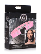 Dark Heart Pink Vegan Leather Choker with Chrome Heart Center > Bondage Gear > Collars & Leashes - Tophatter Daily Deals