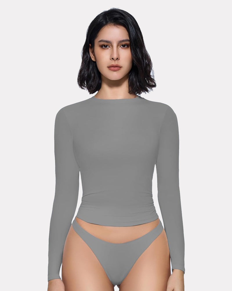 Double Lined Basic Y2K Top with Underwear Shaperwear-bodysuit - Tophatter Daily Deals