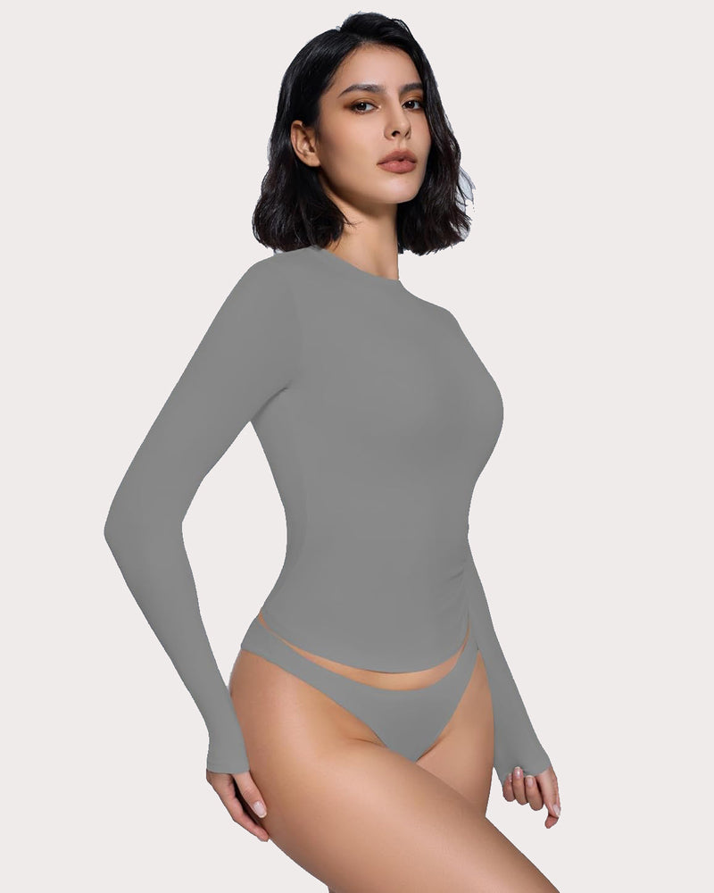 Double Lined Basic Y2K Top with Underwear Shaperwear-bodysuit - Tophatter Daily Deals