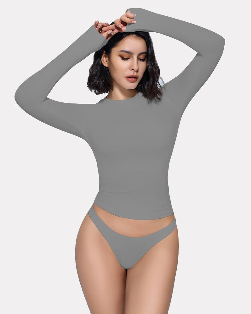Double Lined Basic Y2K Top with Underwear Dark Gray Shaperwear-bodysuit - Tophatter Daily Deals