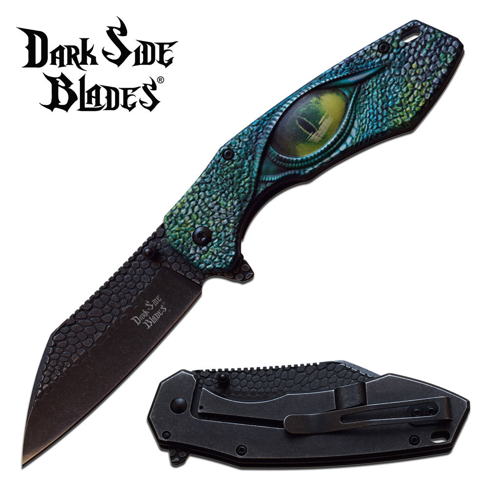 Dark Side Blades Green Dragon Scales & Dragon Eye Fantasy Pocket Knife Tophatter's Spring Assisted Knives Dark Side Blades Green Dragon Scales & Dragon Eye Fantasy Pocket Knife (DS-A080GN) - Tophatter Daily Deals