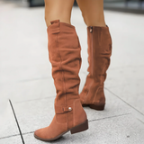 Supportive Women's Knee Boots - Suede Slouch, Everyday Dark Brown - Tophatter Daily Deals