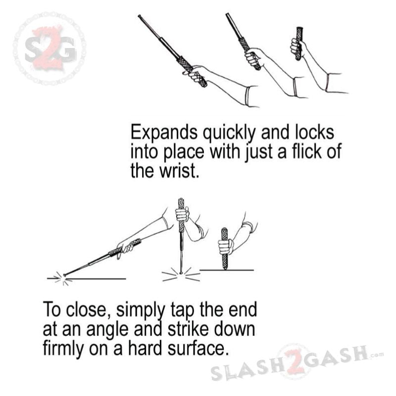 Expandable Pink Baton Metal Police Stick Silver/Chrome - 21" Inch SD-Baton - Tophatter Daily Deals