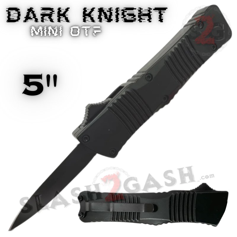 Dark Knight Mini OTF Knife Small Automatic Switchblade - Asst. colors Black - Double Edge Plain Knife-OTF - Tophatter Daily Deals