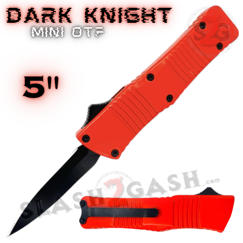 Dark Knight Mini OTF Knife Small Auto Switchblade Dagger - Orange Orange - Double Edge Plain Knife-OTF - Tophatter Daily Deals
