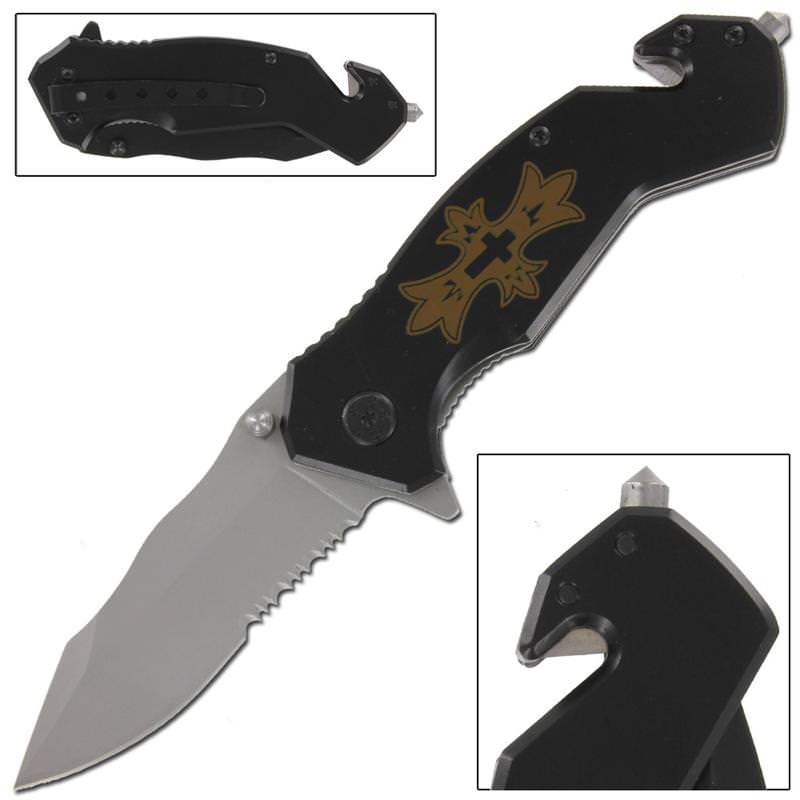 Dark Savior Serrated Spring Assist Tactical Assisted Opening Knife - TOPHATTER'S ARMORY DEALS Collectible Weapons - Tophatter Daily Deals