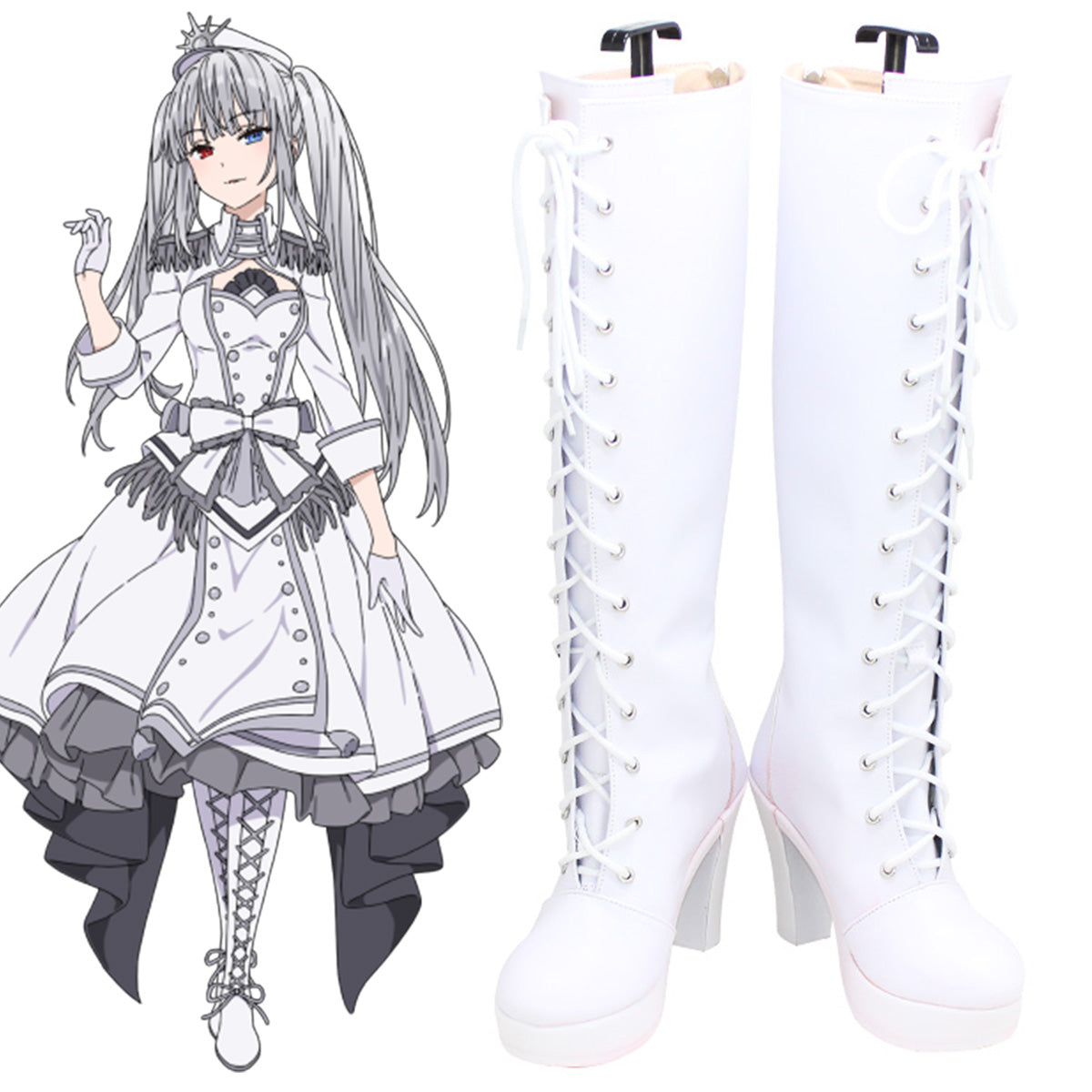 Date A Bullet White Queen Kurumi Tokisaki White Shoes Cosplay Boots Shoes/Boots - Tophatter Daily Deals