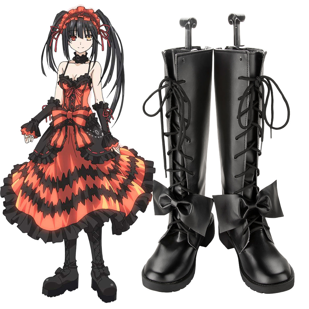 Date A Live Tokisaki Kurumi Nightmare Black Shoes Cosplay Boots Shoes/Boots - Tophatter Daily Deals