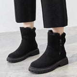 Warm Women's Ankle Boots - Faux Suede, Fur Lined, Winter Black - Tophatter Daily Deals
