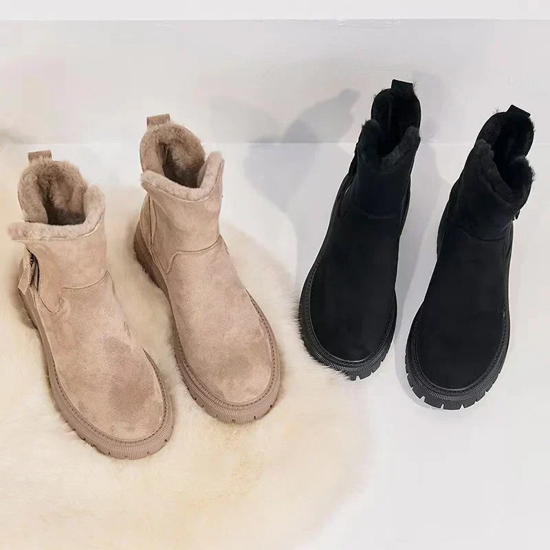 Warm Women's Ankle Boots - Faux Suede, Fur Lined, Winter - Tophatter Daily Deals