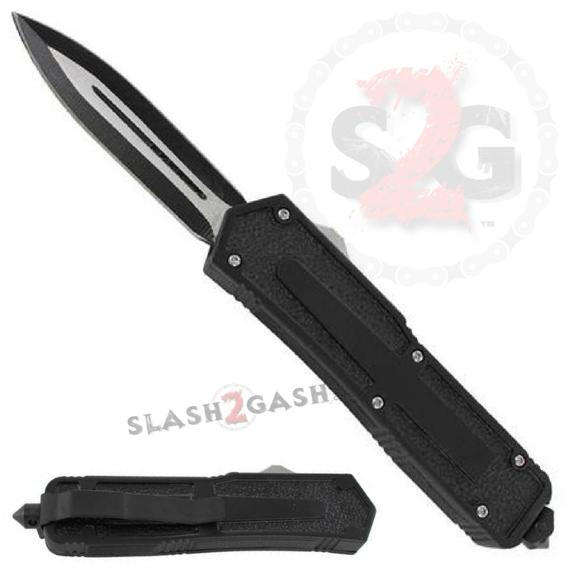 Death Blow OTF Dual Action Automatic Knife Black 2 Tone Double Edge Knife-OTF - Tophatter Daily Deals