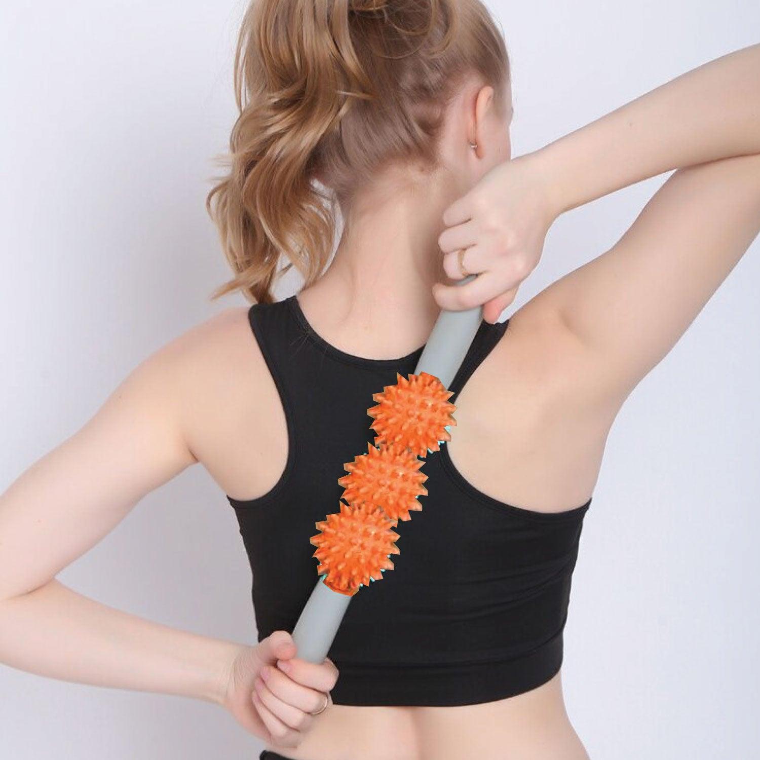 Roller Massage Stick - Cellulite Muscle Roller Stick with 3 Balls Blasting Release Deep Tissue Massager for Neck Leg Back Body Personal Care - Tophatter Daily Deals