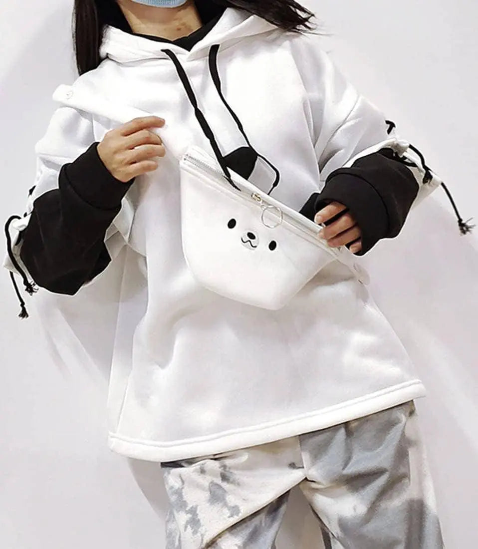 Delle Donne Kawaii Anime Orso Anime Top Falso in Due Pezzi Con Cappuccio Teen Girls Harajuku Style Pullover Felpa - Tophatter Daily Deals