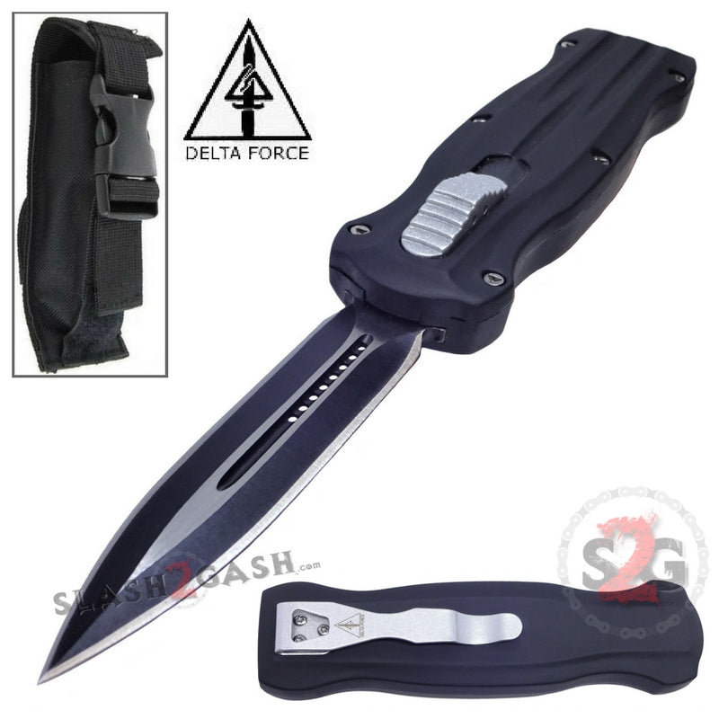 S2G Tactical OTF Beast D/A Black Automatic Knife - Dual Edge Dagger Serrated Plain Edge Knife-OTF - Tophatter Daily Deals