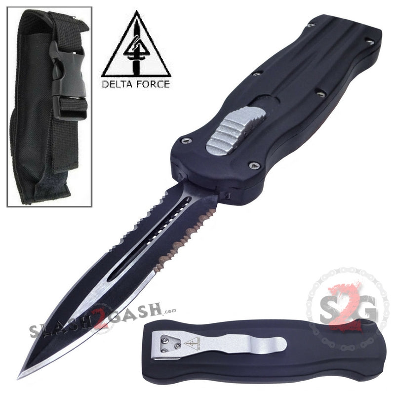 S2G Tactical OTF Beast D/A Black Automatic Knife - Double Edge Dagger Plain Serrated Edge Knife-OTF - Tophatter Daily Deals