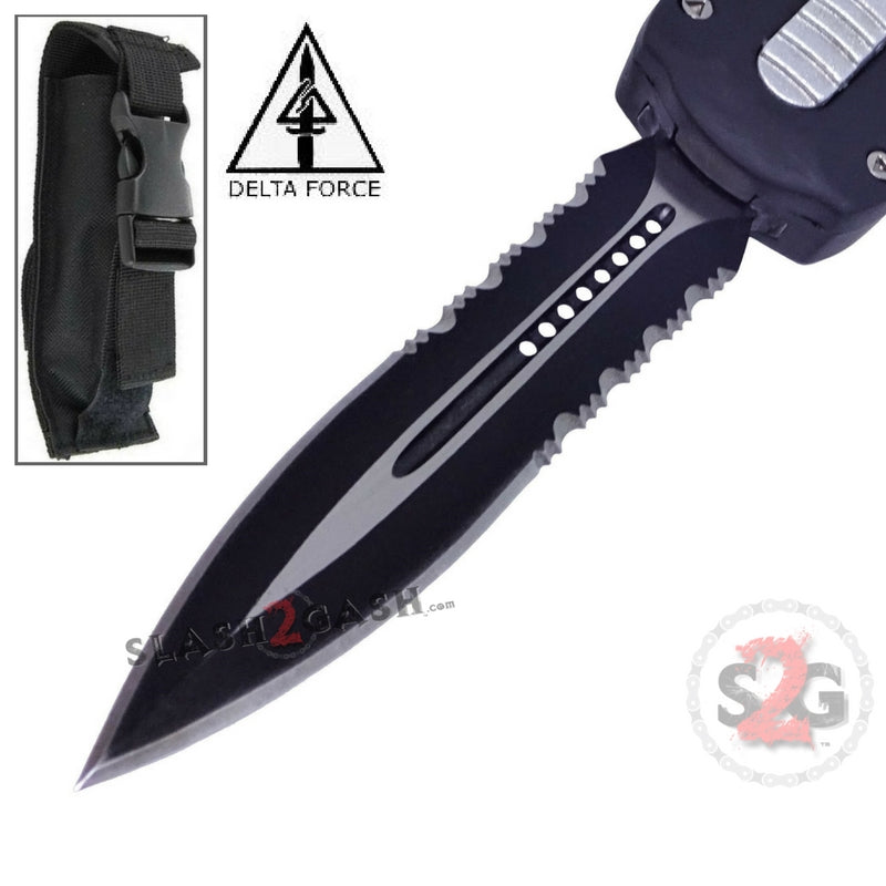 S2G Tactical OTF Beast D/A Black Automatic Knife - Dual Edge Dagger Serrated Knife-OTF - Tophatter Daily Deals