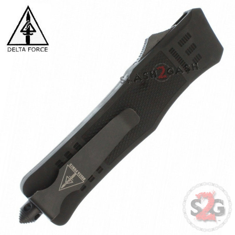 Delta Force Commando D/A OTF Automatic Knife Black - Dagger Silver Knife-OTF - Tophatter Daily Deals